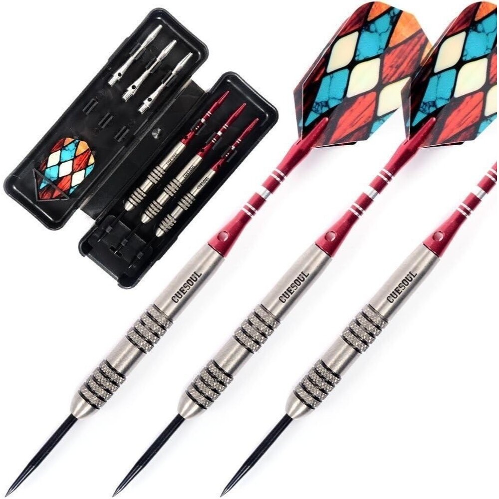 CUESOUL 22 Grams Tungsten Steel Tip Darts Set w Case 95% Tungsten